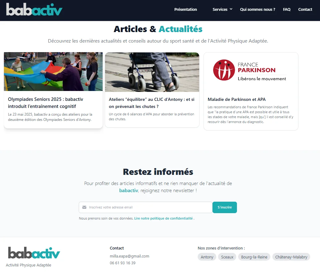 Capture du site babactiv de Milla Todorovic